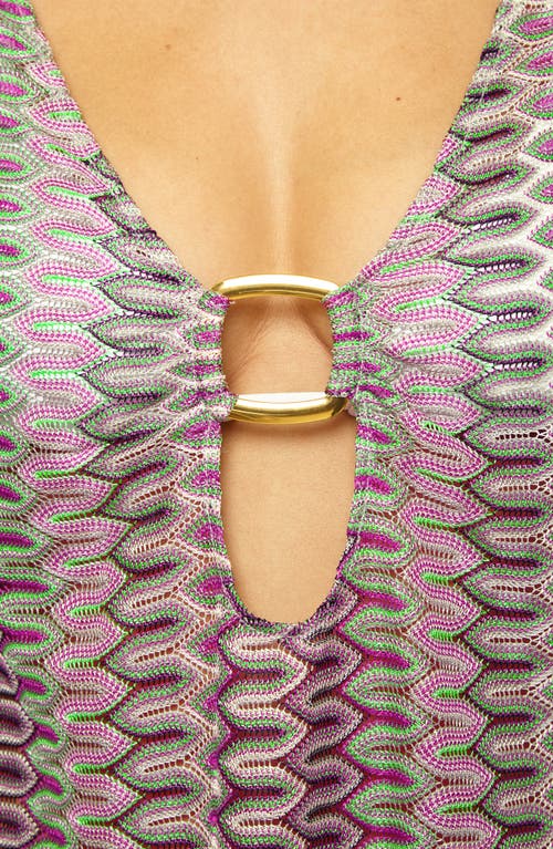 Becca Paradise Metallic Knit Cover-up Tunic In Olive Multi