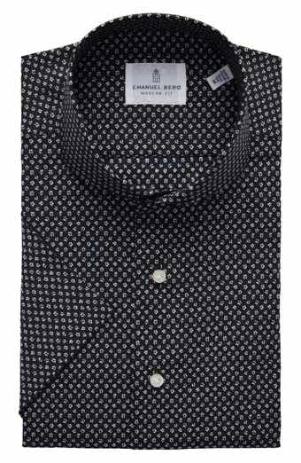 Emanuel Berg Modern Fit Floral Short Sleeve Stretch Poplin Sport Shirt