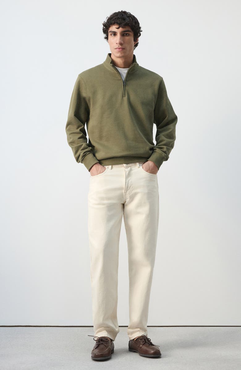 MANGO Quarter Zip Pullover, Alternate, color, Dark Green