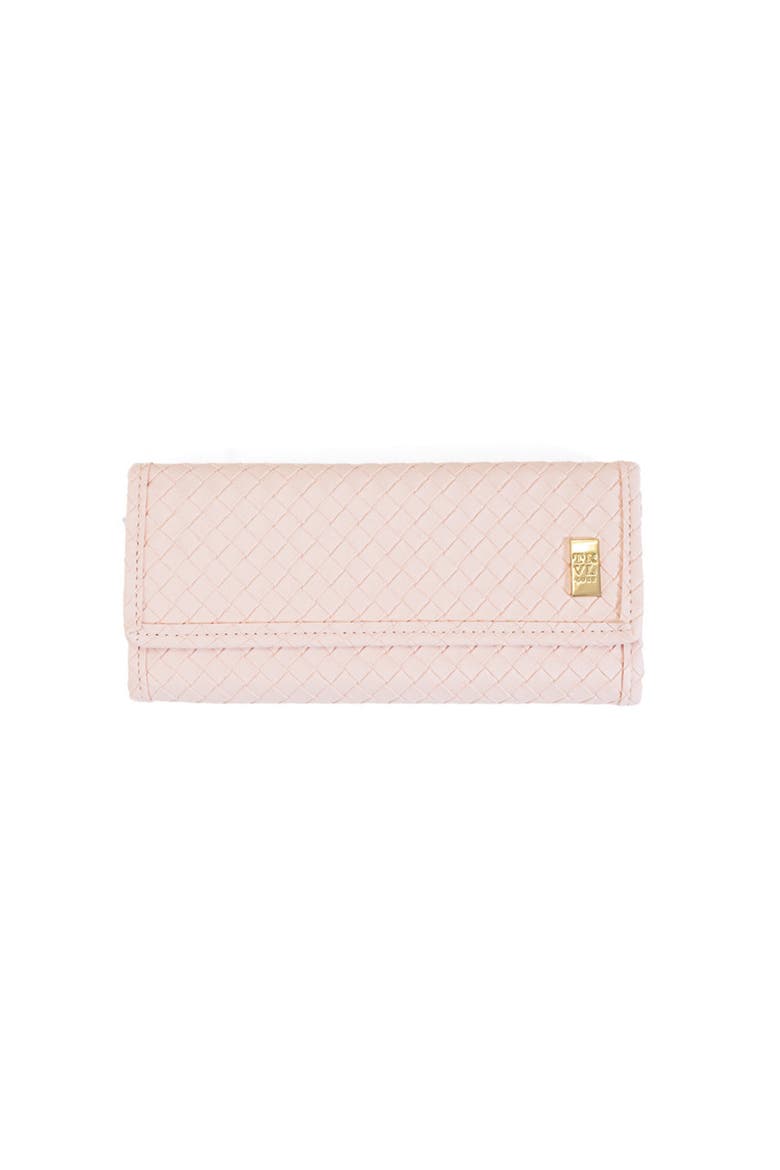 Woven Shell Jewel Wallet, Main, color, Pink