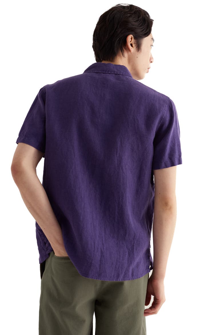 Carne Short Sleeve Linen Button-Up Shirt, Alternate, color, BLACKCURRANT