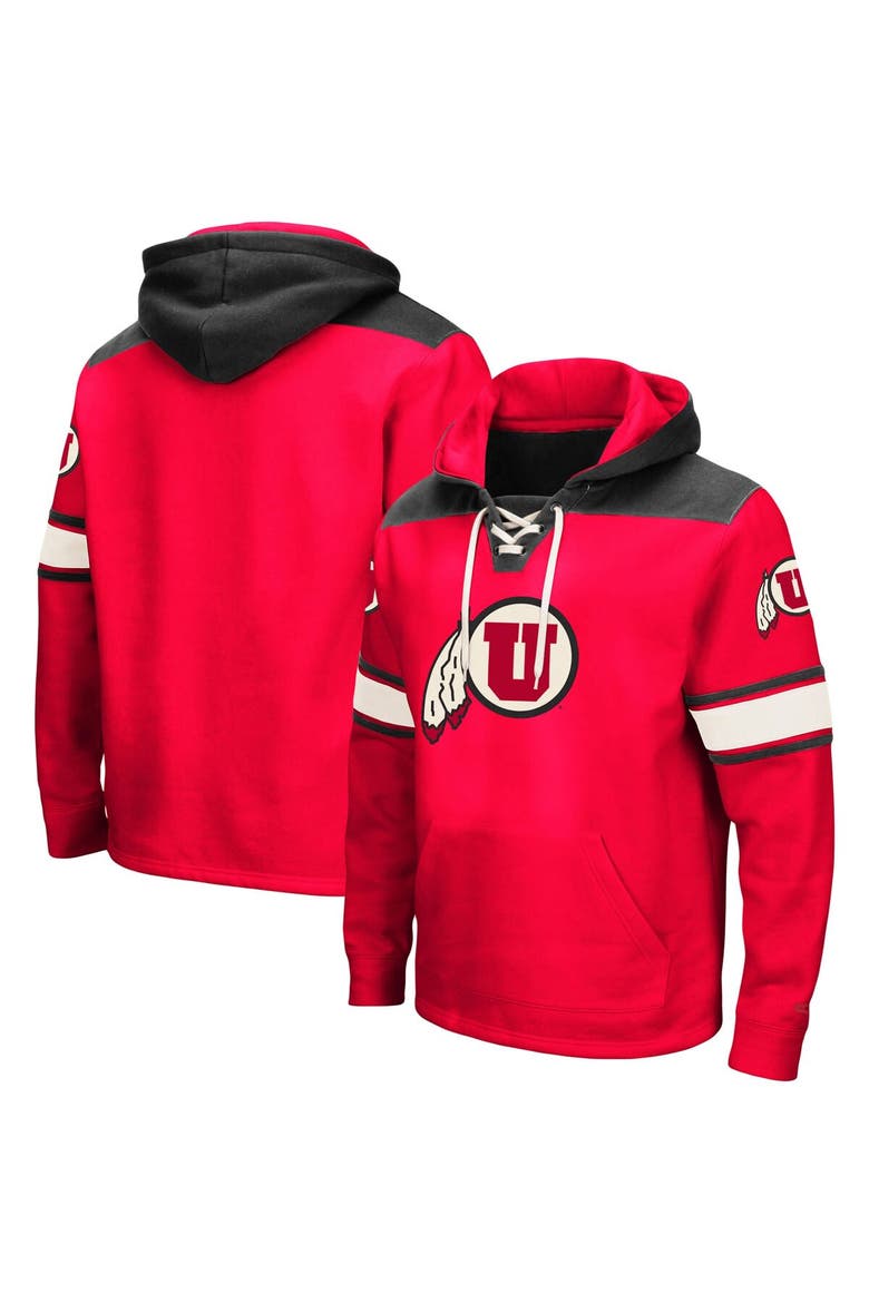Men's Colosseum Red Utah Utes 2.0 Lace-Up Pullover Hoodie, Main, color, Red
