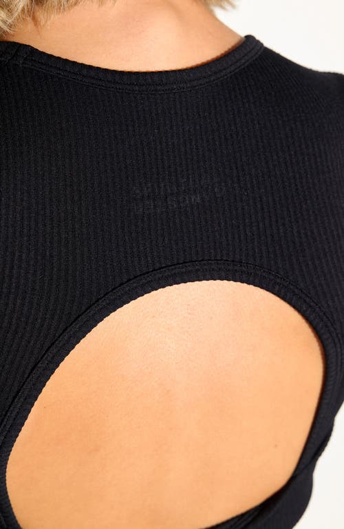 Spiritual Gangster Serene Twist Back Long Sleeve Top In Black In Black