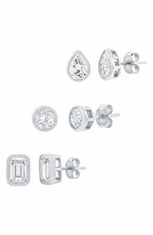 SIMONA Set of 3 Cubic Zirconia Stud Earrings