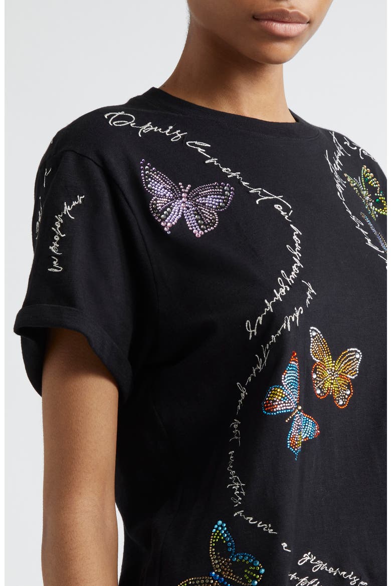 Butterfly Love Letter Embellished Cotton Graphic T-Shirt, Alternate, color, BLACK MULTI