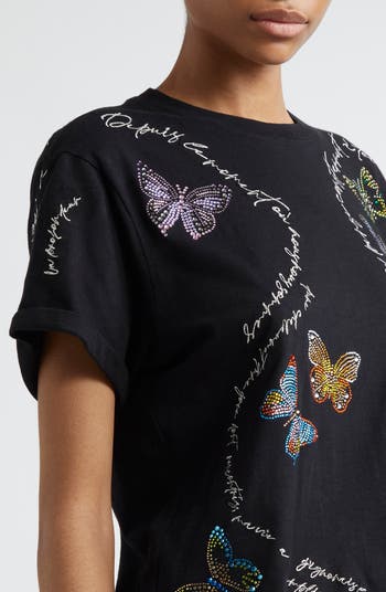 Cinq à Sept Butterfly Love Letter Embellished Cotton Graphic