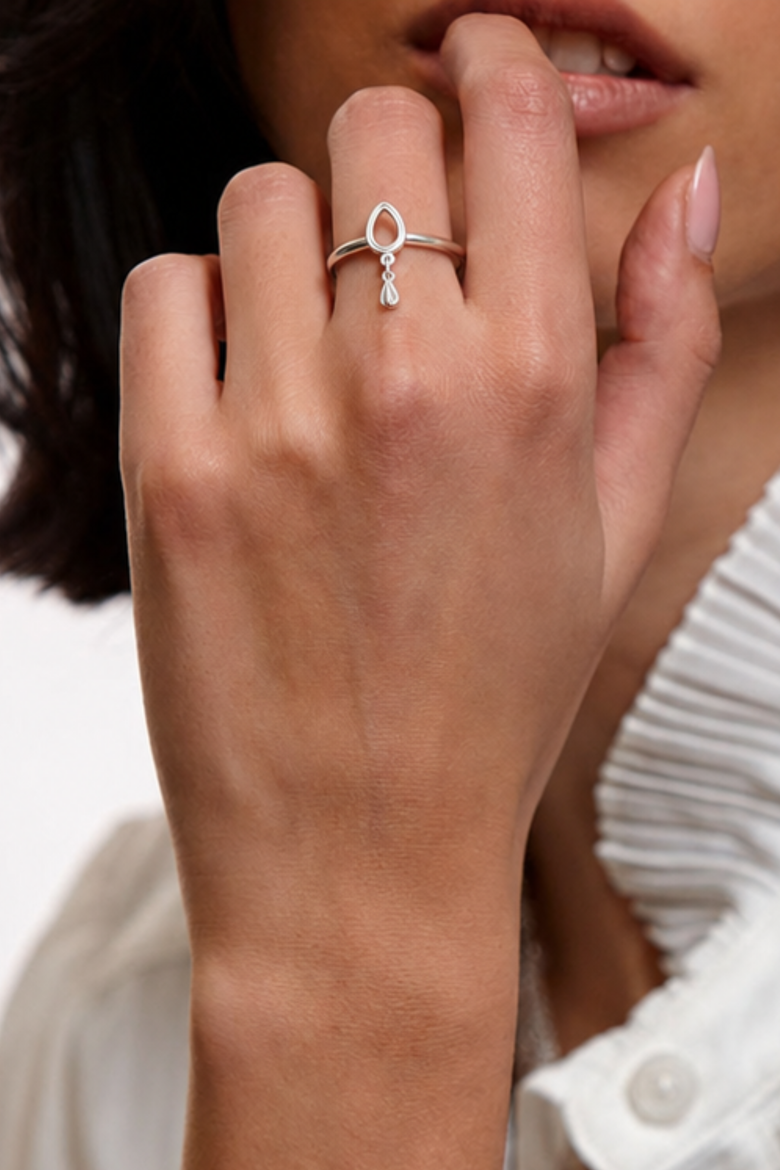 Petal Drop Ring, Alternate, color, Sterling Silver