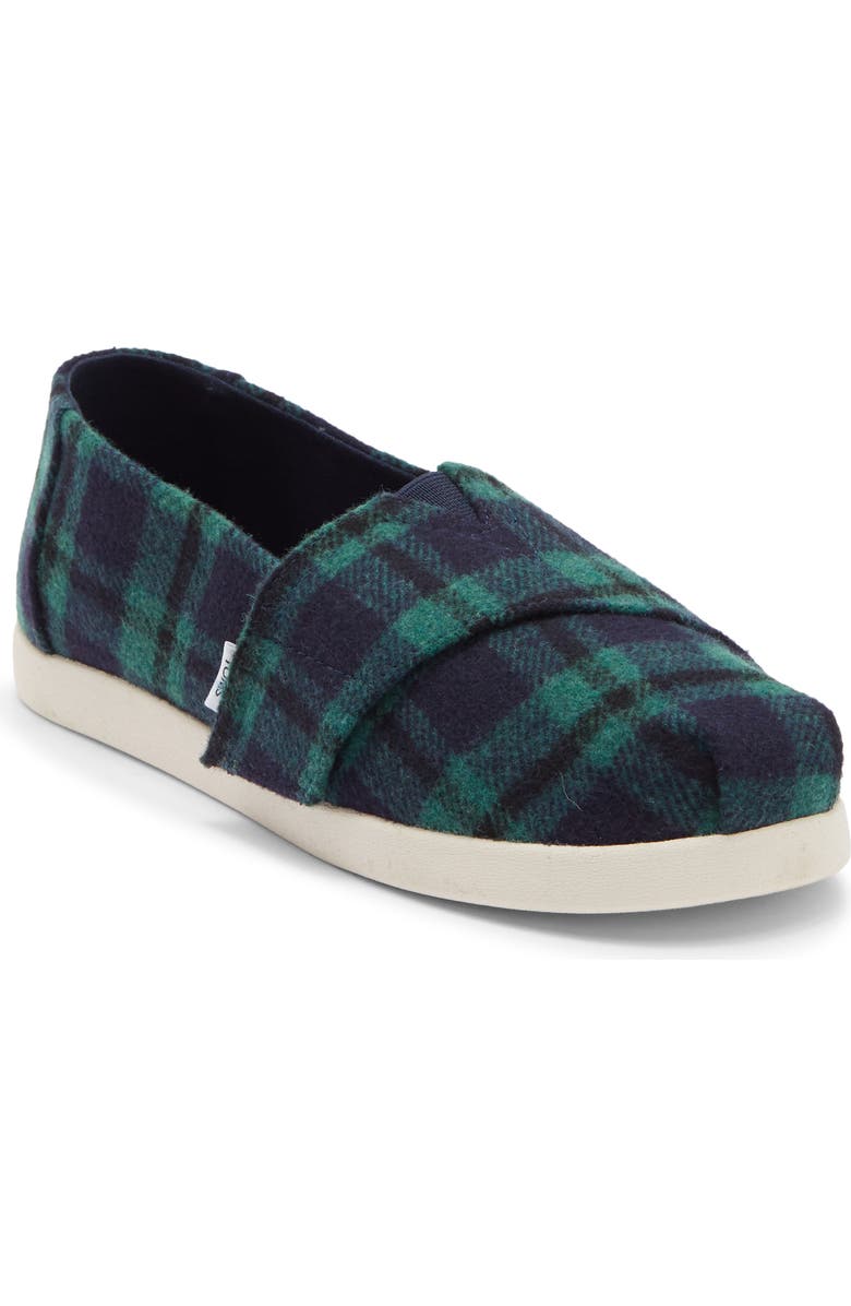 TOMS Kids' Alpargata Sneaker, Main, color, Navy Plaid