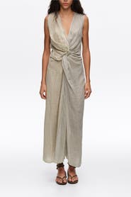 Bimba y Lola Striped Ruched Knot Dress