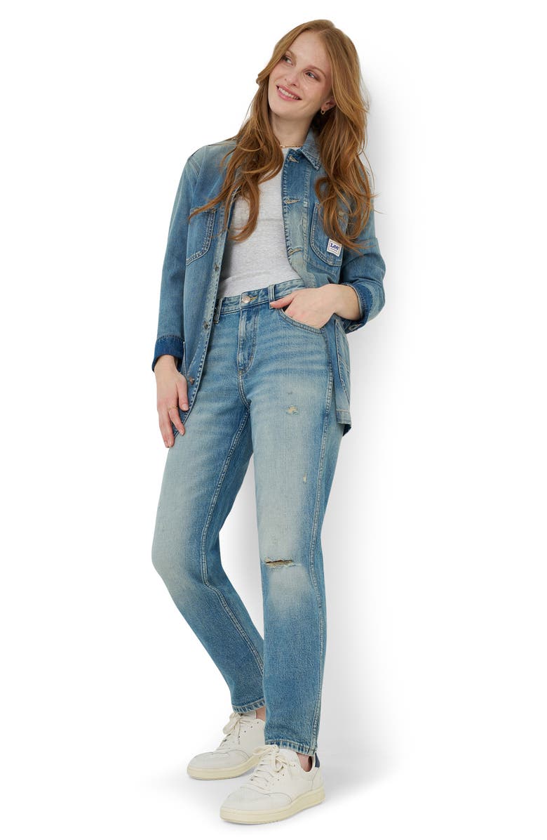 Lee Rider<sup>™</sup> Ripped Slim Straight Leg Jeans, Alternate, color, Light Daze Dx