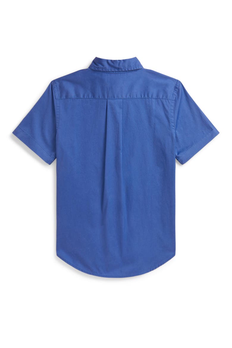 Kids' Featherweight Short Sleeve Cotton Twill Button-Down Shirt, Alternate, color, MODERN ROYAL
