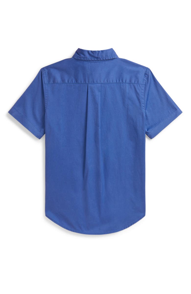 Polo Ralph Lauren Kids' Featherweight Short Sleeve Cotton Twill Button-Down Shirt, Alternate, color, Modern Royal