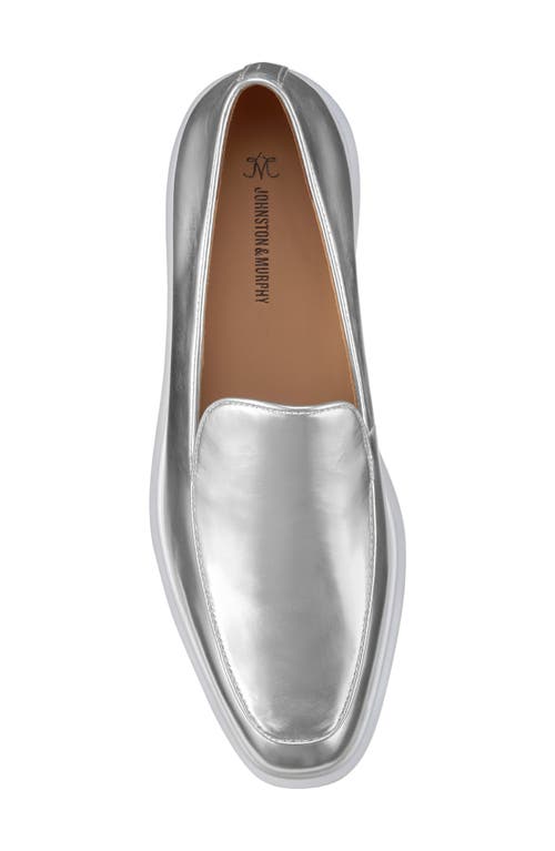 Johnston & Murphy Gracelyn Venetian Platform Loafer In Silver Italian Metallic