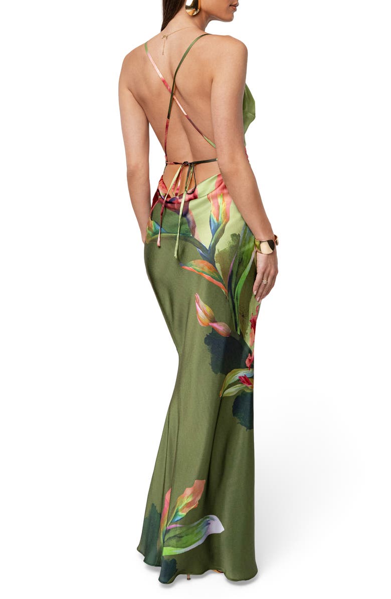 JLUXLABEL Floral Satin Maxi Slipdress, Alternate, color,