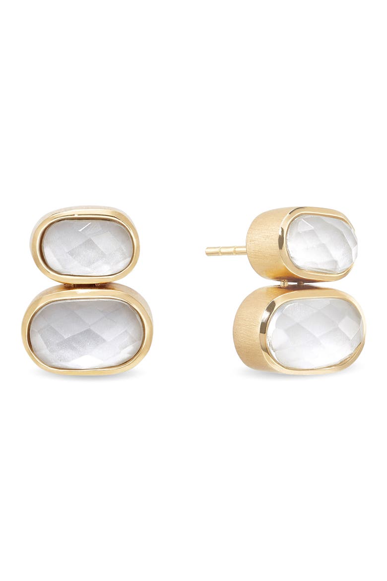 Mercer Double Quartz Drop Earrings, Main, color, IRIDESCENT PEARL/ GOLD