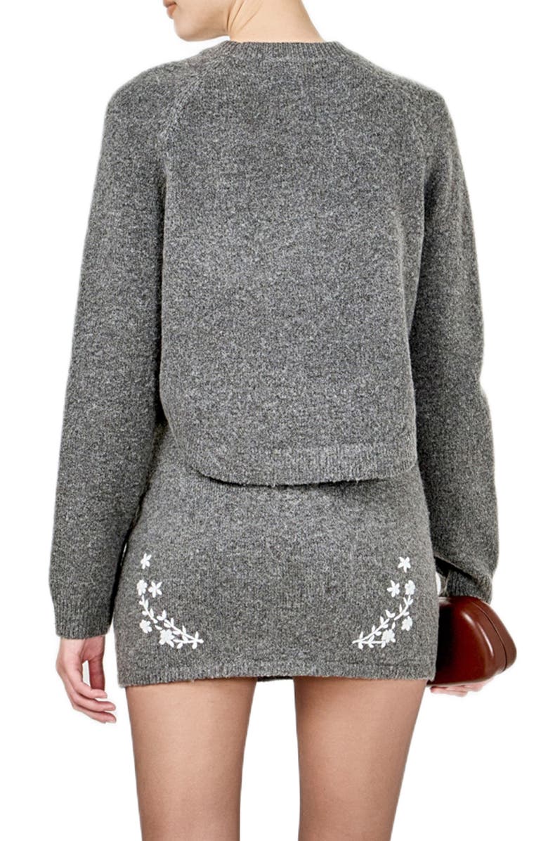 Endless Rose Floral Embroidered Sweater, Alternate, color, Charcoal