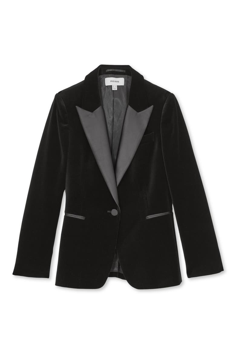 Myrtle Cotton Velveteen Tuxedo Jacket, Alternate, color, BLACK