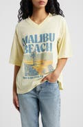 Vinyl Icons Malibu Beach V-Neck Graphic T-Shirt