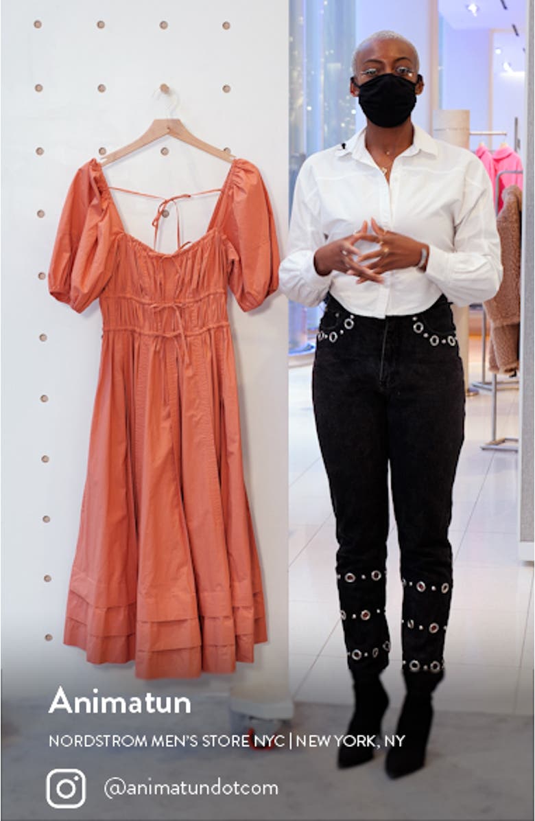 Palma Puff Sleeve Cotton A-Line Dress, sales video thumbnail