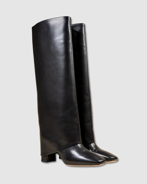 Mi/mai Nolan High Leather Turn Up Boot In Black