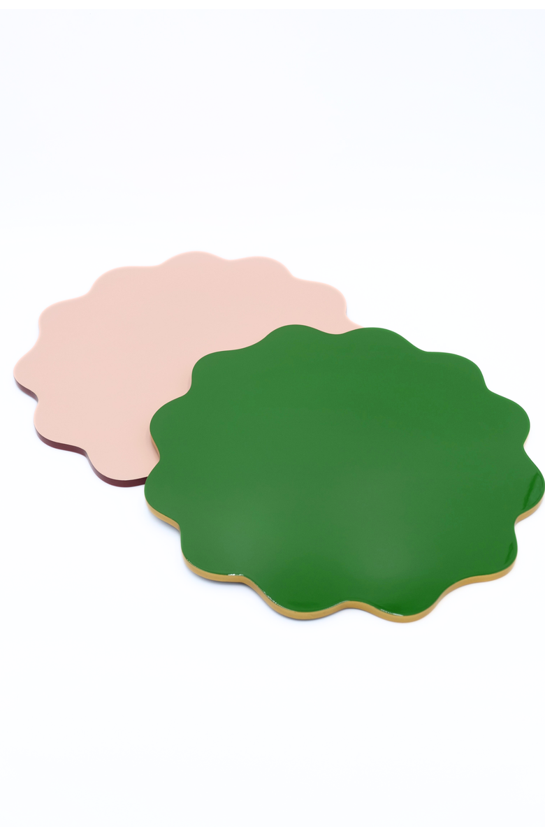 Inner Child Scalloped Lacquerware Placemats - Set of 4, Alternate, color, Green