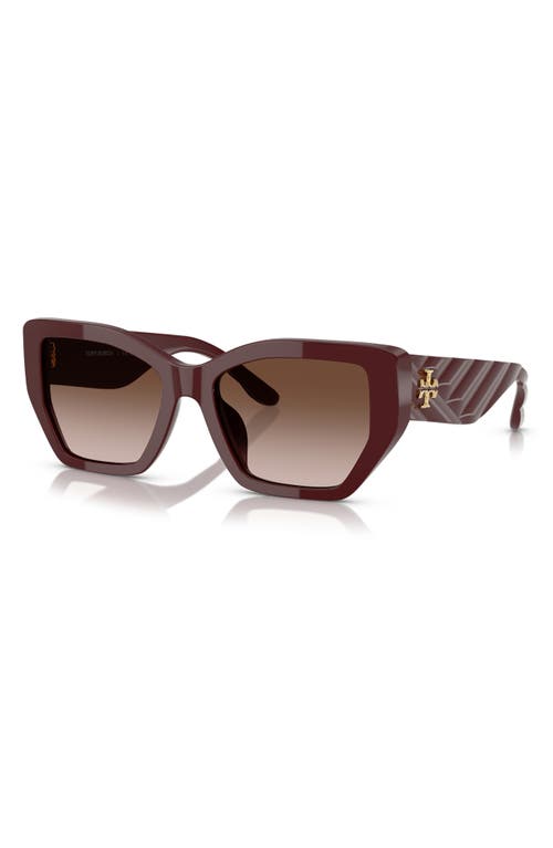 Tory Burch 53mm Irregular Sunglasses In Brown Grad