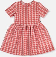Deux par Deux Short Sleeve Dress with Pockets Houndstooth