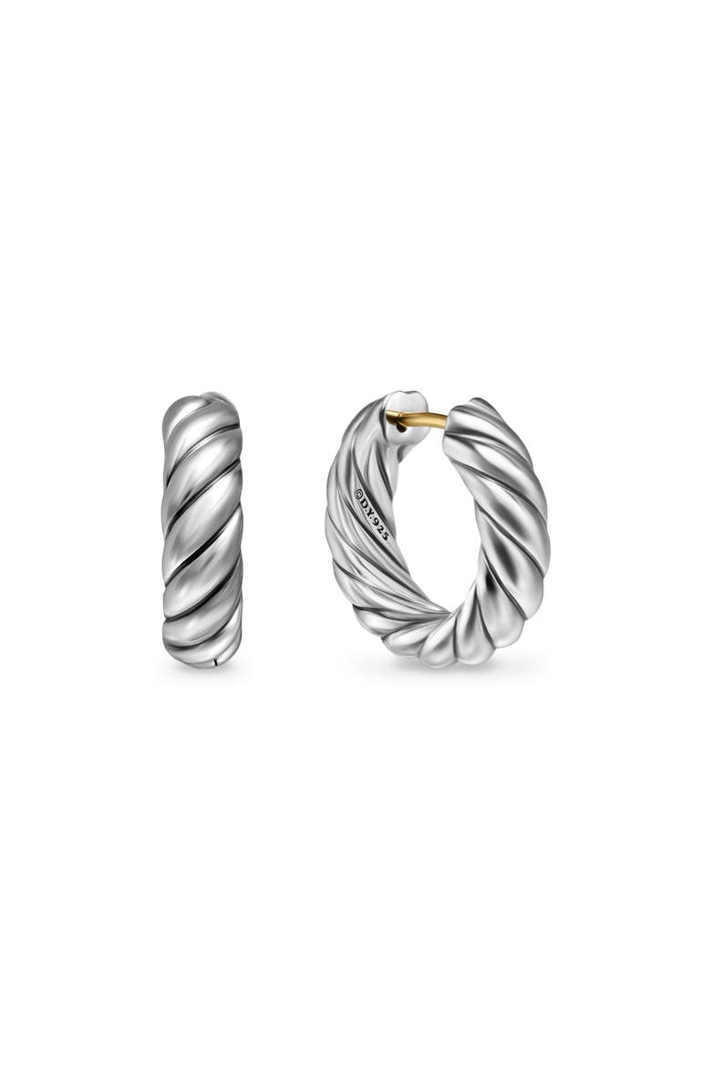 Sculpted Cable Hoop Earrings in Sterling Silver, 18.6mm, Main, color, STERLING SILVER