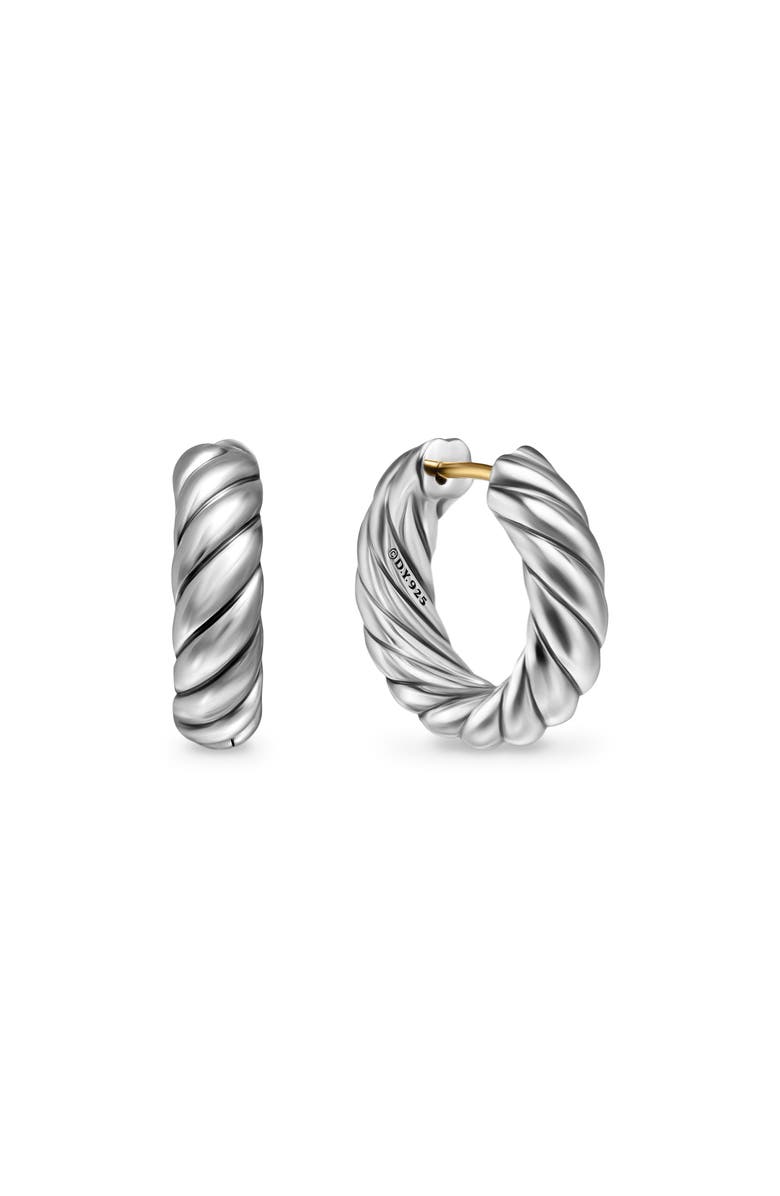 David Yurman Sculpted Cable Hoop Earrings in Sterling Silver, 18.6mm, Main, color,