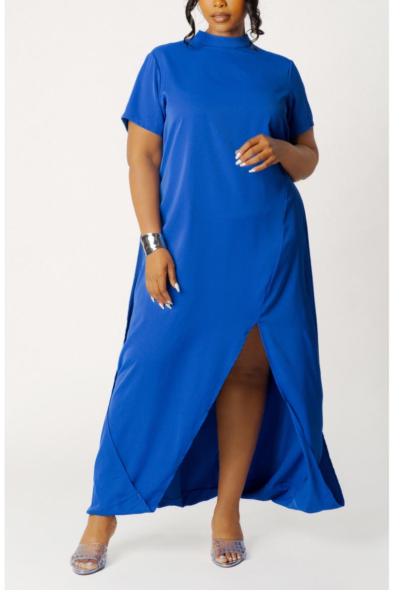 High Neck Draped Maxi Dress, Main, color, ROYAL BLUE