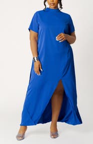 BUXOM COUTURE High Neck Draped Maxi Dress
