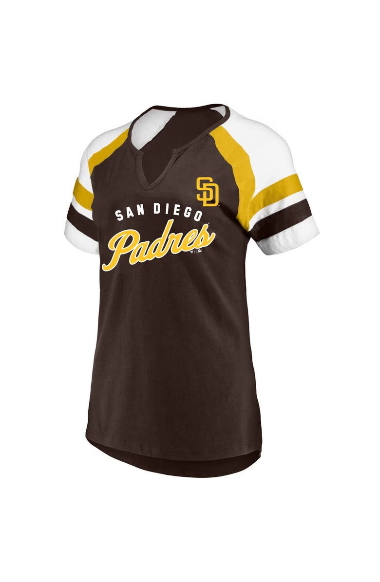 PROFILE Women's Profile  Brown San Diego Padres Arched Notch Neck T-Shirt, Alternate, color, 