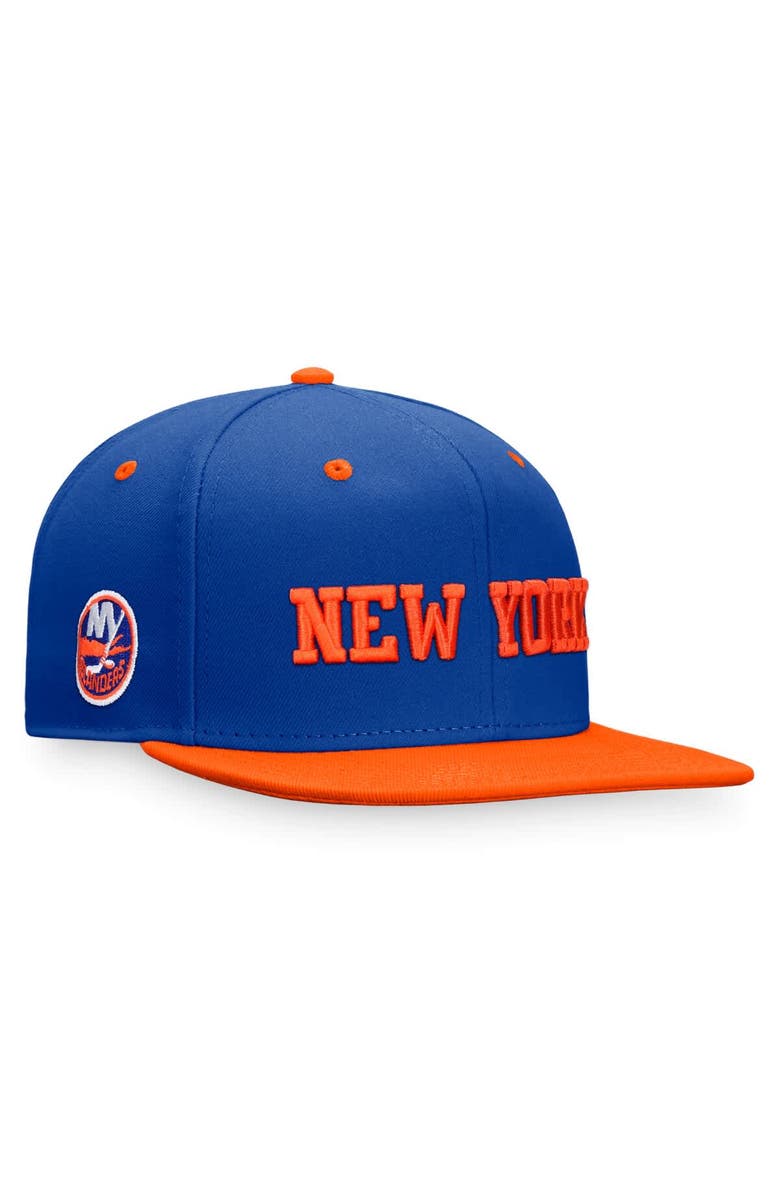 FANATICS Men's Fanatics Royal/Orange New York Islanders Heritage City Two-Tone Snapback Hat, Main, color, Royal