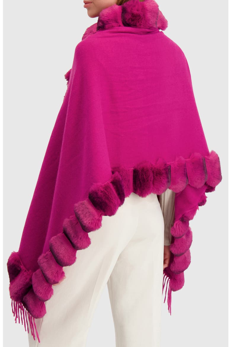 Cashmere & Wool Blend Cape With Fur-Free Chinchilla (Faux Fur) Trim, Alternate, color, FUSCHIA/FUSCHIA CHINCH