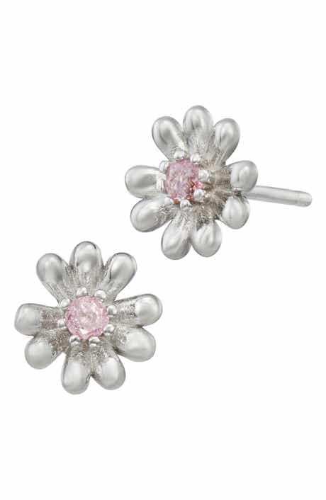 SAVVY CIE JEWELS Sterling Silver Cubic Zirconia Daisy Stud Earrings