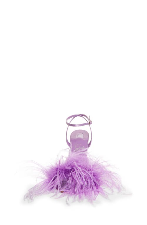 Christian Louboutin Miss Z Loubipoupi Feather Embellished Ankle Strap Sandal In Purple