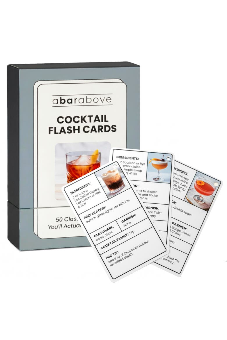 Cocktail Flash Cards, Main, color, Grey