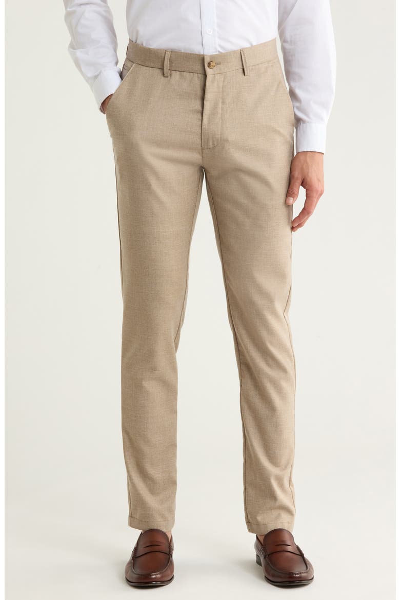 Plaid Straight Leg Trousers, Main, color, BEIGE