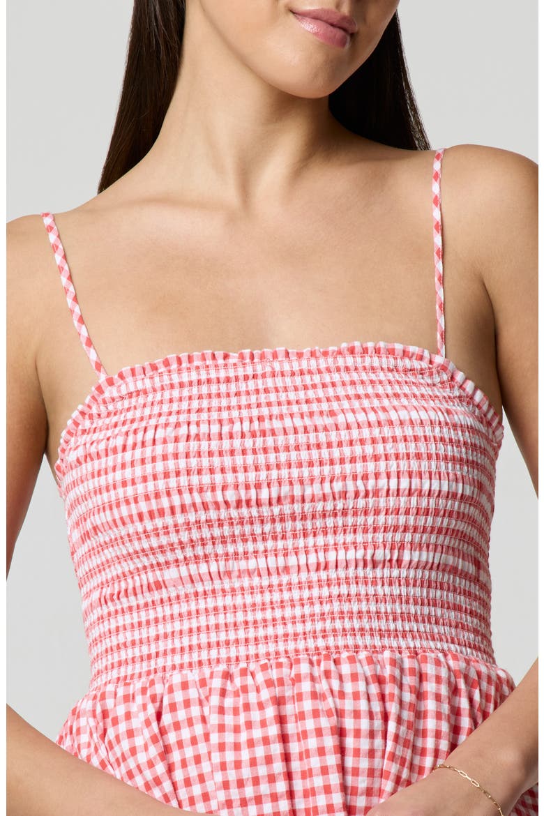 Fit & Flare Smocked Minidress, Alternate, color, RED GINGHAM