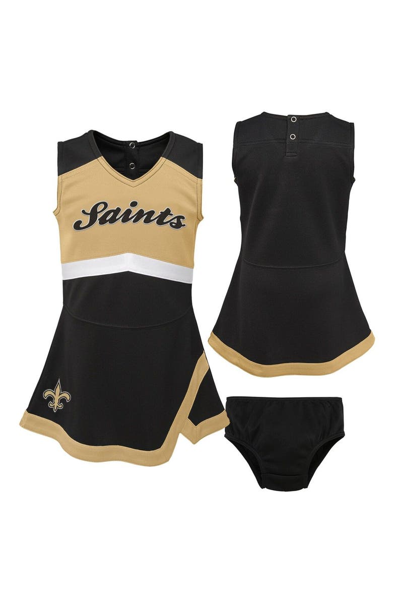 Outerstuff Girls Toddler Black New Orleans Saints Cheer Captain Dress with Bloomers, Alternate, color, 