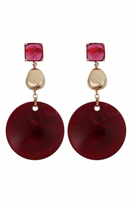 Faceted Glass & Resin Drop Earrings