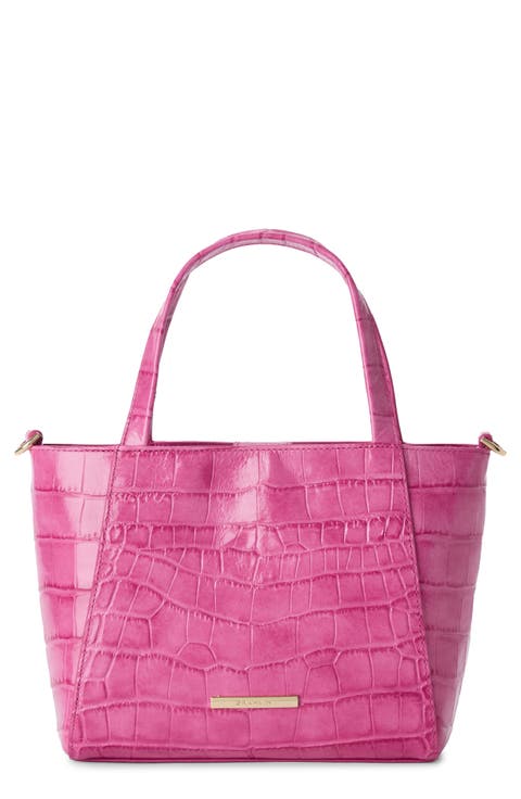 Small Mona Croc Embossed Leather Top Handle Bag