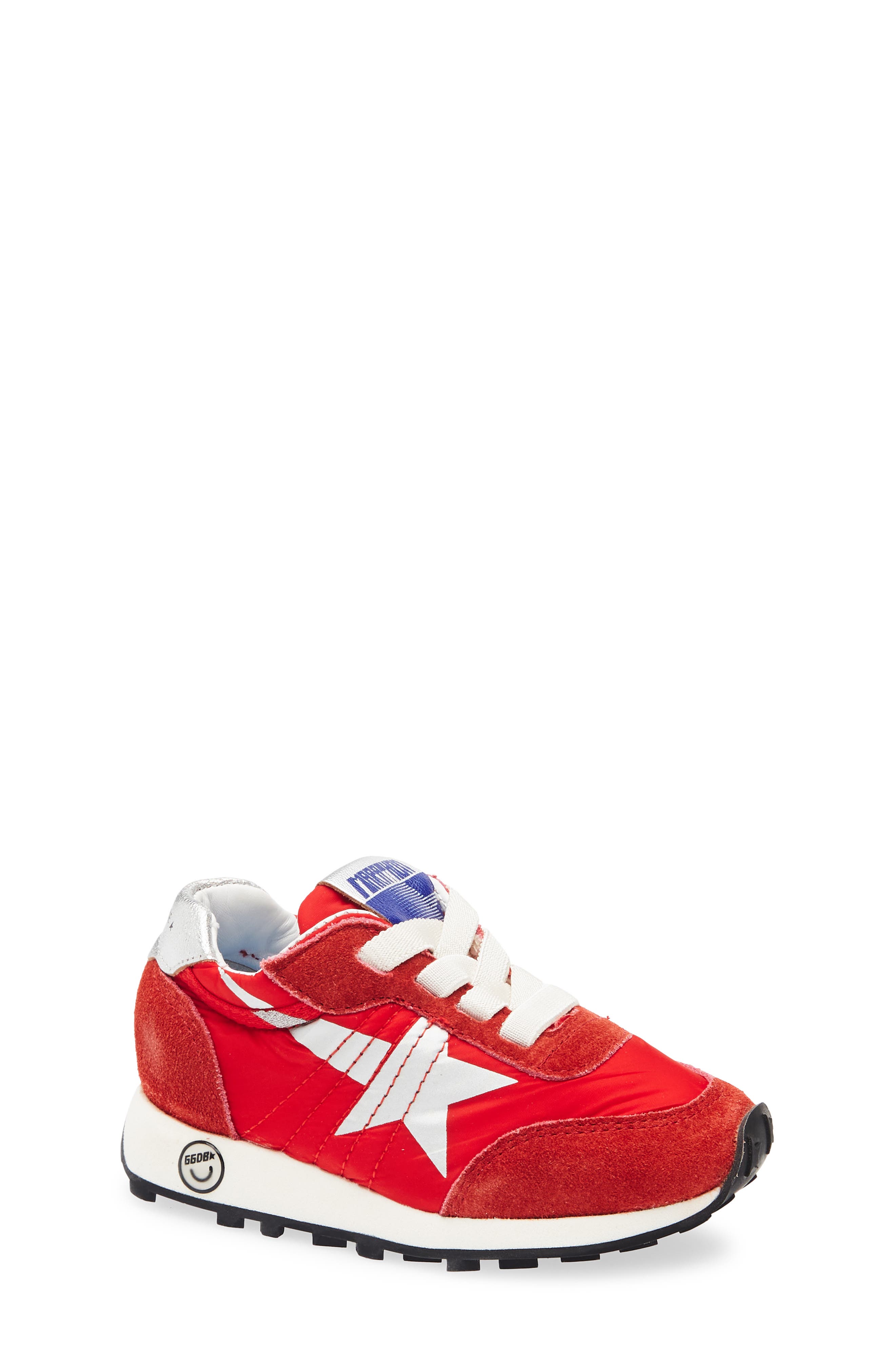 Golden Goose Kids' Running Marathon Mixed Media Sneaker, Main, color, Red/ Silver