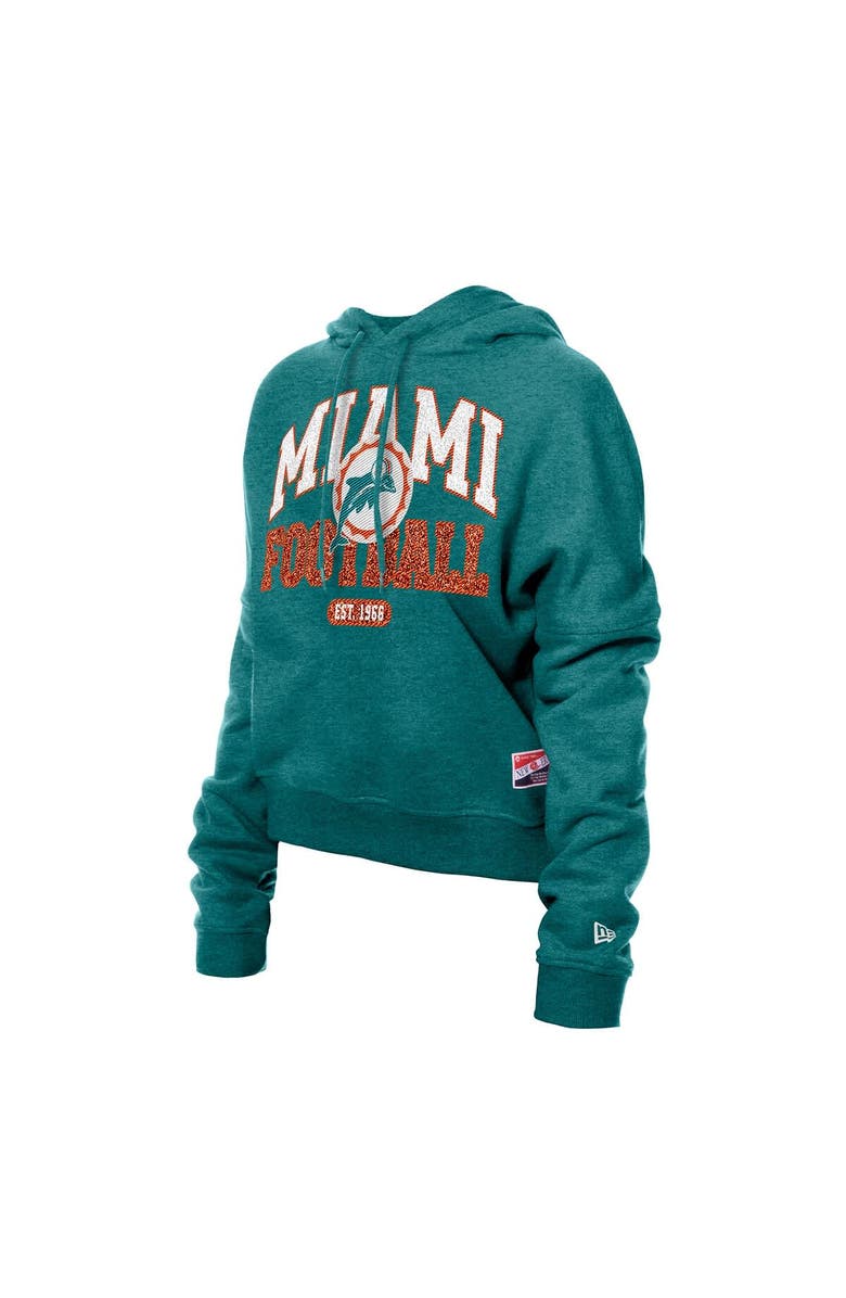 New Era Women's New Era Aqua Miami Dolphins Throwback Boxy Hoodie Sweatshirt, Alternate, color, Aqua