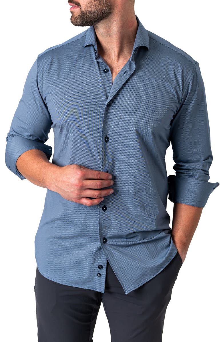 Maceoo Einstein Micropattern Stretch Contemporary Fit Button-Up Shirt, Alternate, color,