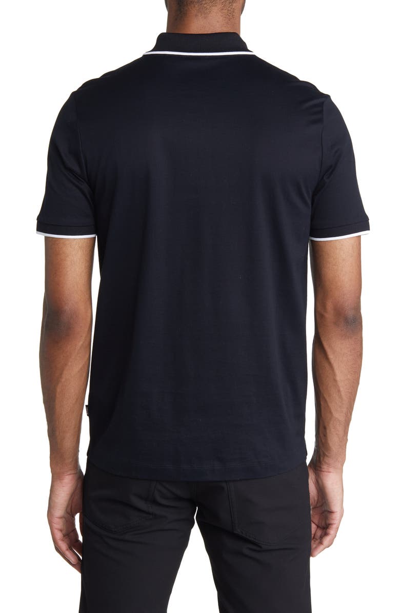 BOSS Polston Tipped Zip Polo, Alternate, color, Black