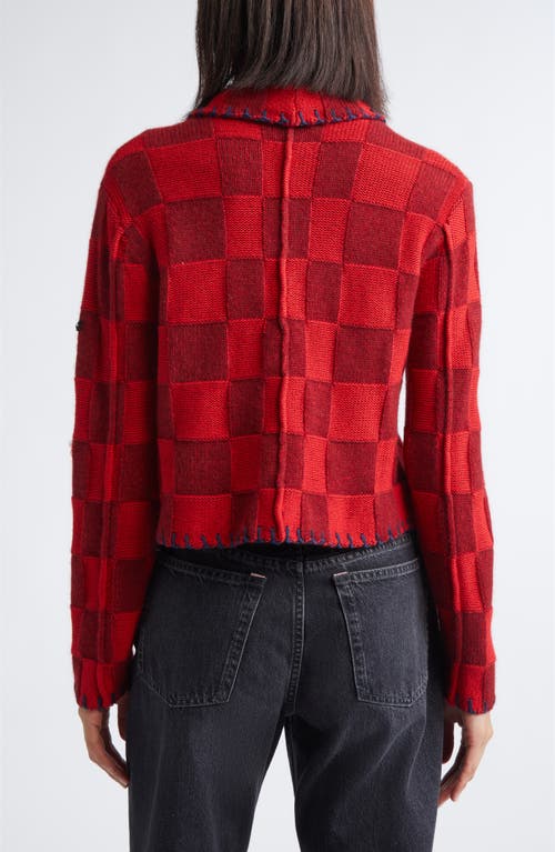 Yanyan Fireworks Lambswool & Cotton Shrunken Cardigan In Red