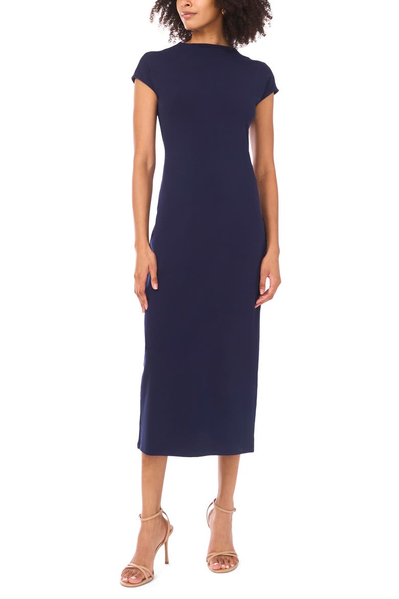 Mock Neck Midi Dress, Main, color, CLASSIC NAVY