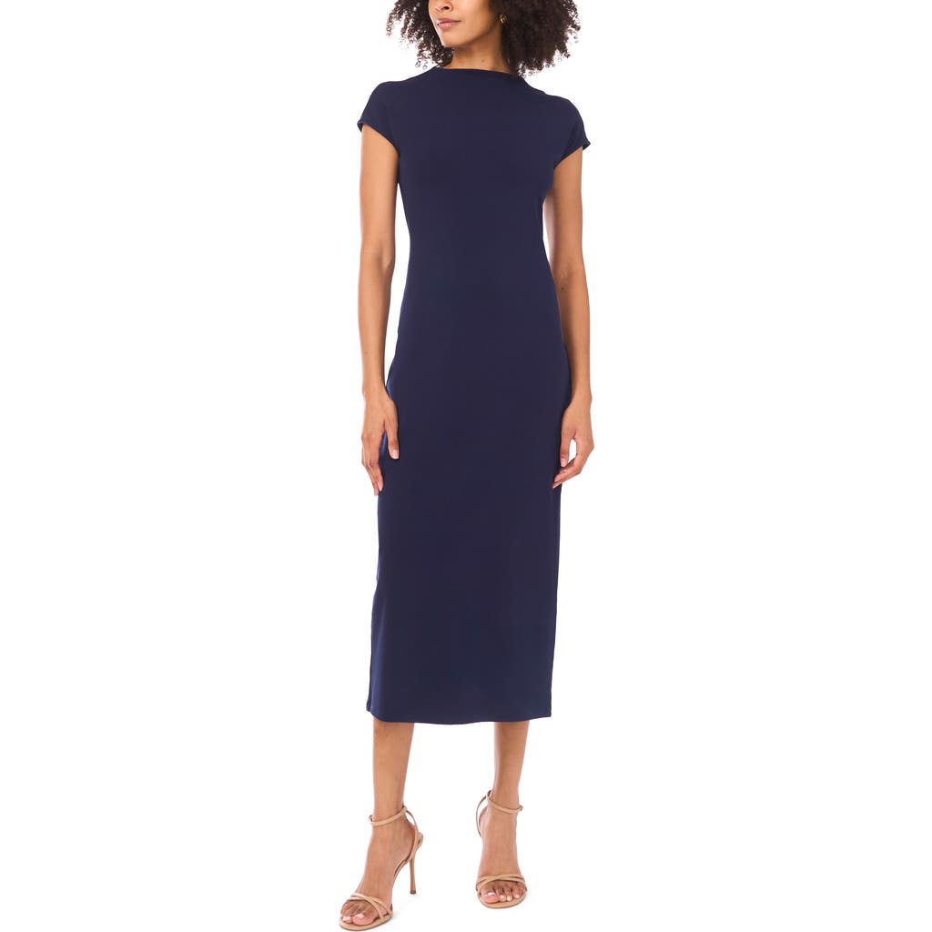 Vince Camuto Mock Neck Midi Dress In Blue