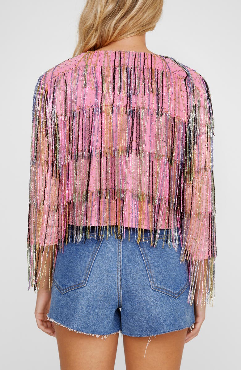 NASTY GAL Tiered Bead Fringe Crop Jacket, Alternate, color, 